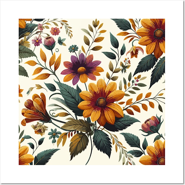 Mustard Spring Flowers Wall Art by Siha Arts